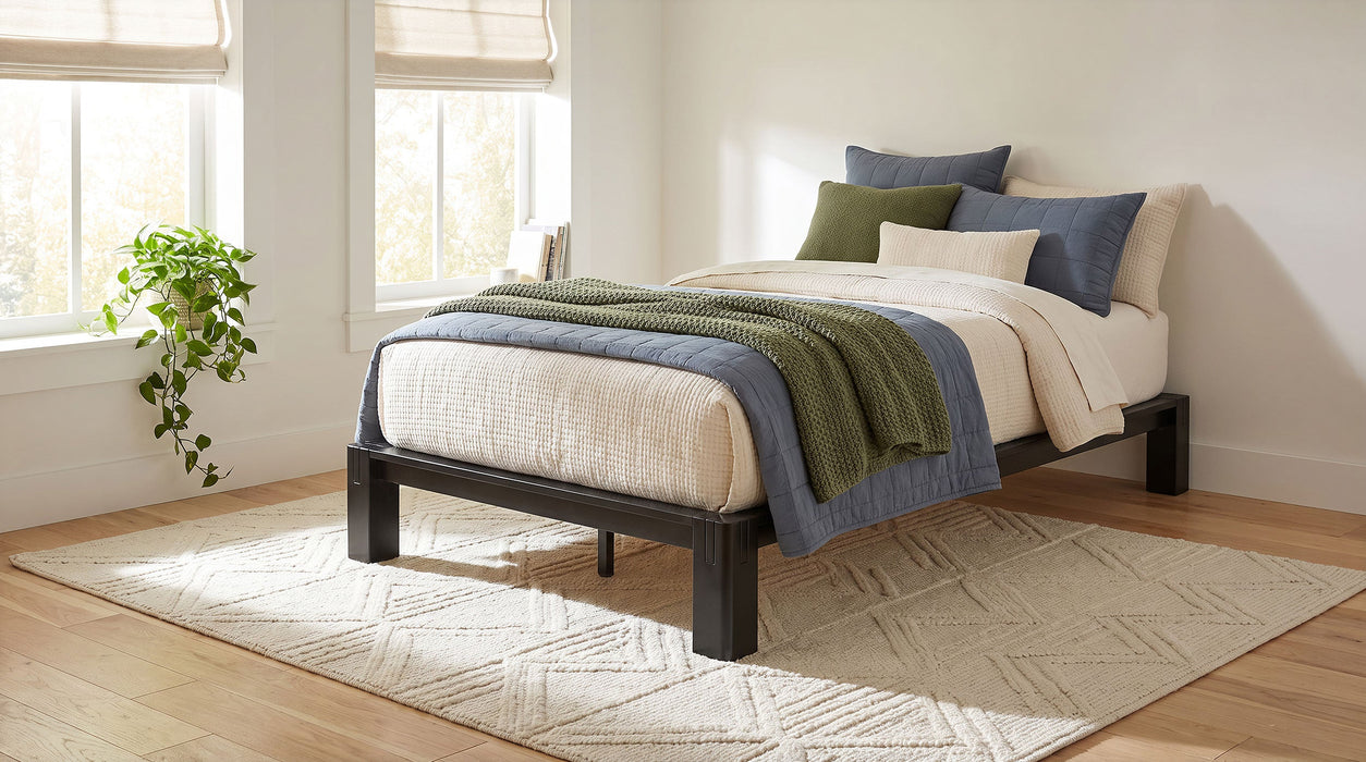 Gislen Easy Assembly Wood Platform Bed Black