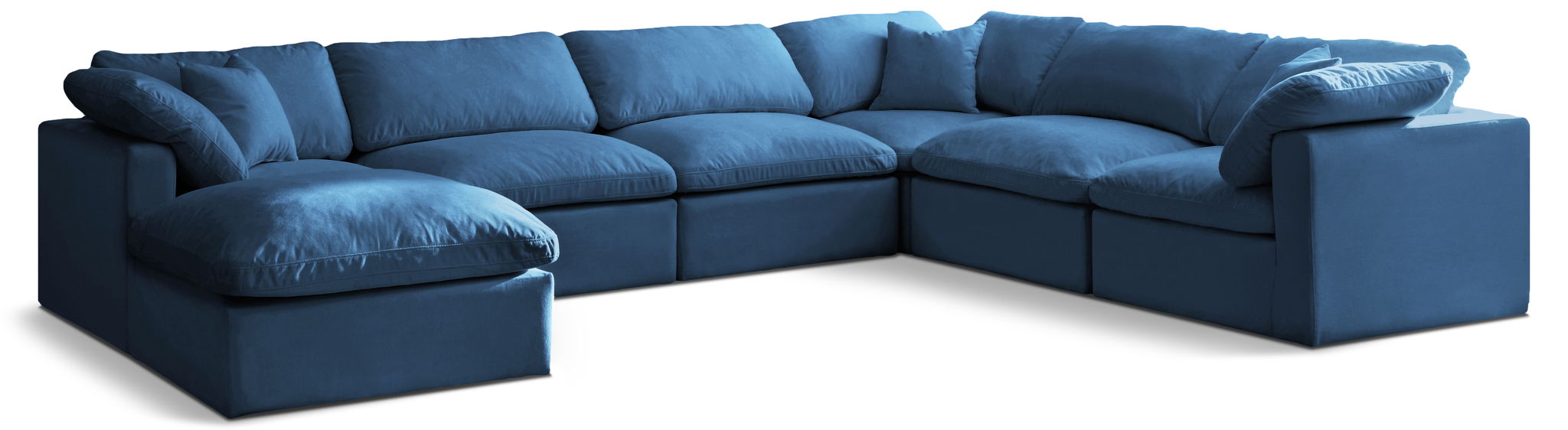Plush 140" Velvet Upholstered Standard Comfort 7pc. Modular Sectional
