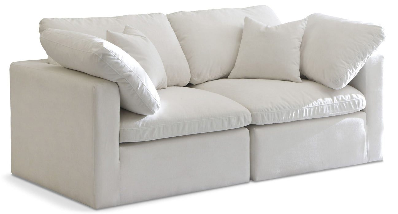 Plush 70" Velvet Upholstered Standard Comfort 2pc. Modular Loveseat