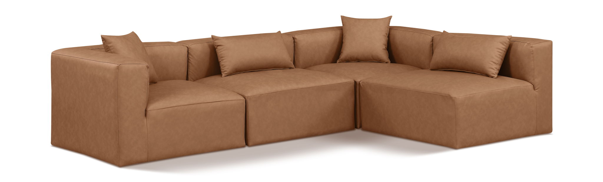 Cube 108" Vegan Leather Upholstered 4pc. Modular Sectional