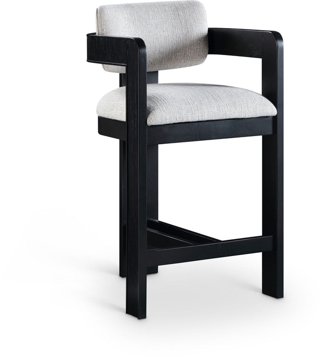 Sacha Linen Textured Fabric Upholstered Counter Stool