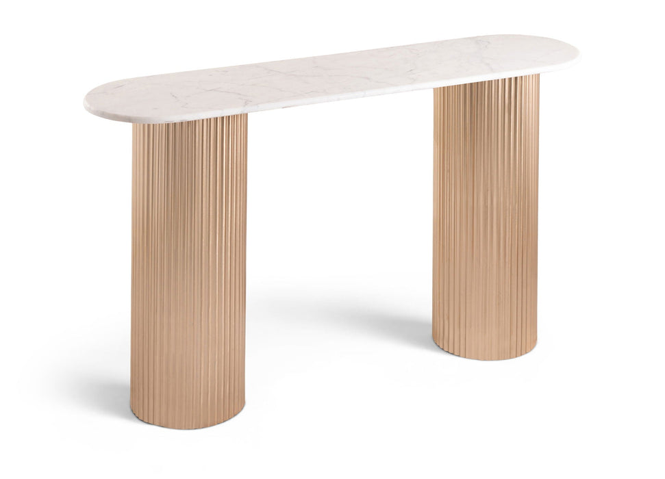 Cindra Genuine Marble Top And Iron Base Console Table