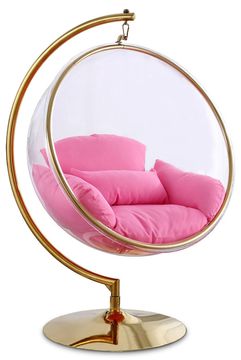Luna Acrylic And Fabric Upholstered Swing Bubble Accent Chair