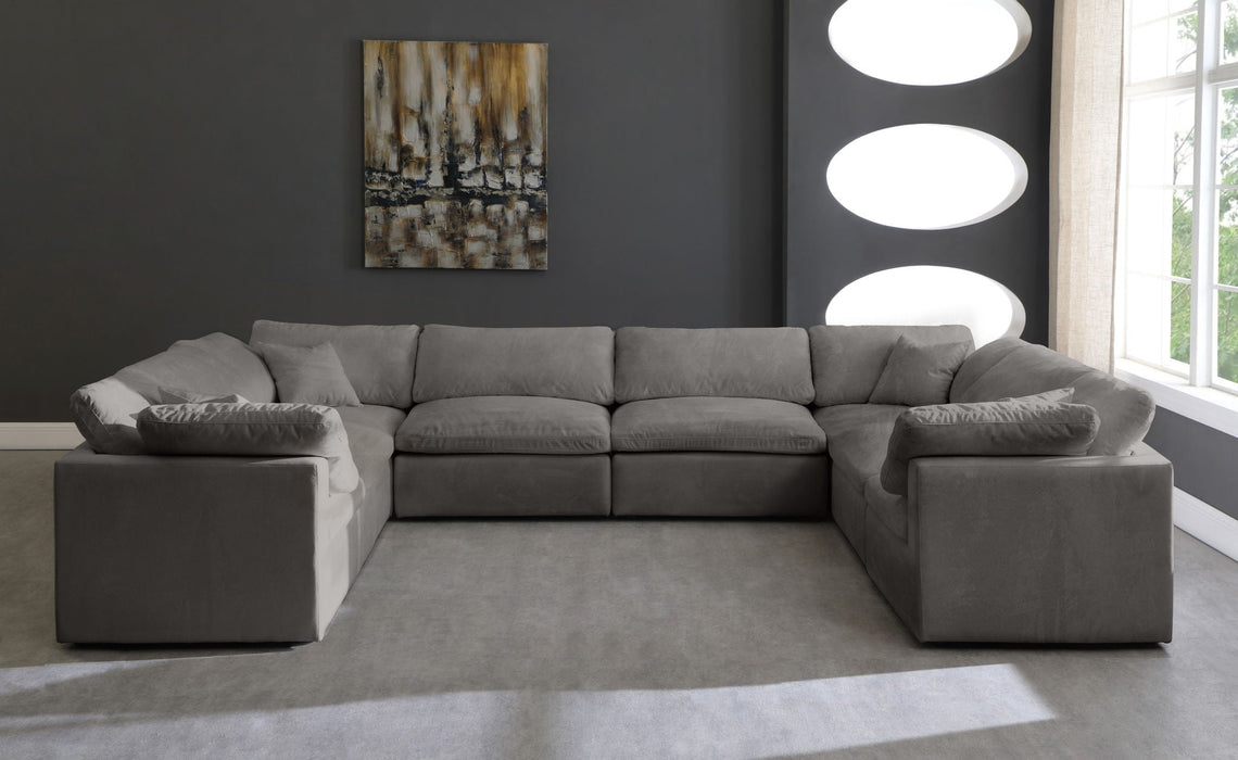 Cozy 158" Velvet Upholstered Overstuffed Fiber Filled Comfort Comfort 8pc. Modular Sectional