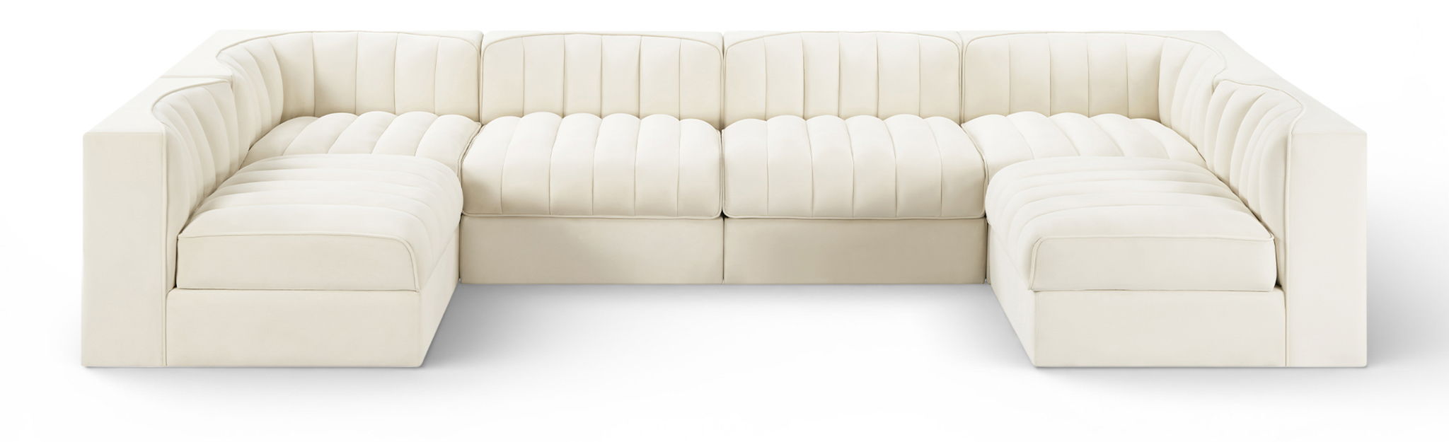 Rummi 126" Velvet Performance Fabric Upholstered 6pc. Modular Sectional