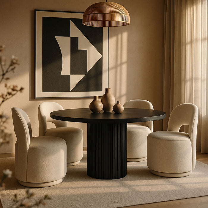 Cirelle Linen Textured Performance Fabric Upholstered Dining Chair