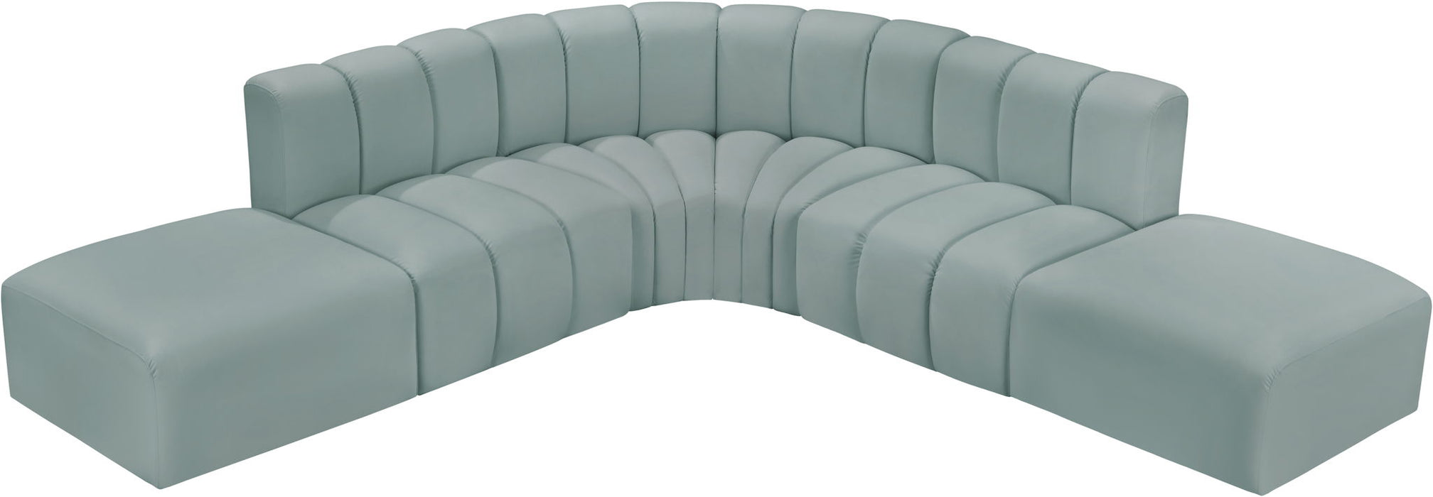 Arc 146" Vegan Leather Upholstered 6pc. Modular Sectional