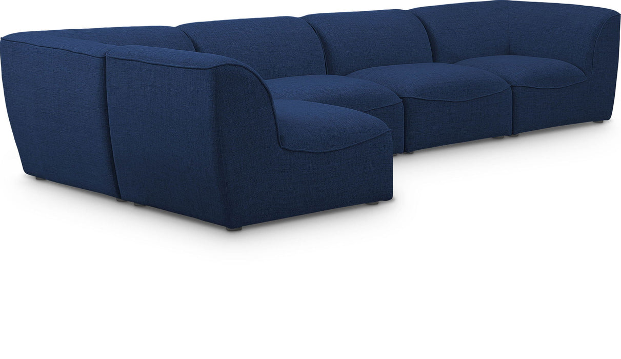 Miramar 142" Linen Textured Fabric Upholstered 5pc. Modular Sectional