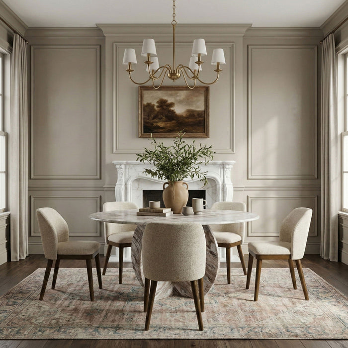 Valeo Linen Textured Fabric Upholstered Dining Chair