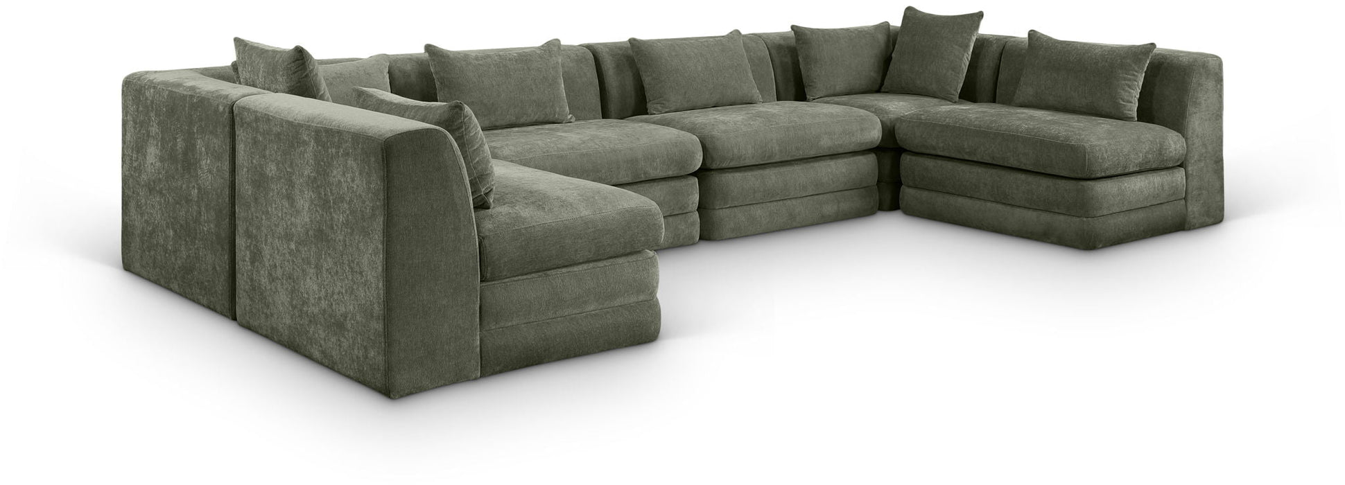 Stellar 152" Chenille Fabric Upholstered 6Pc. Modular Sectional