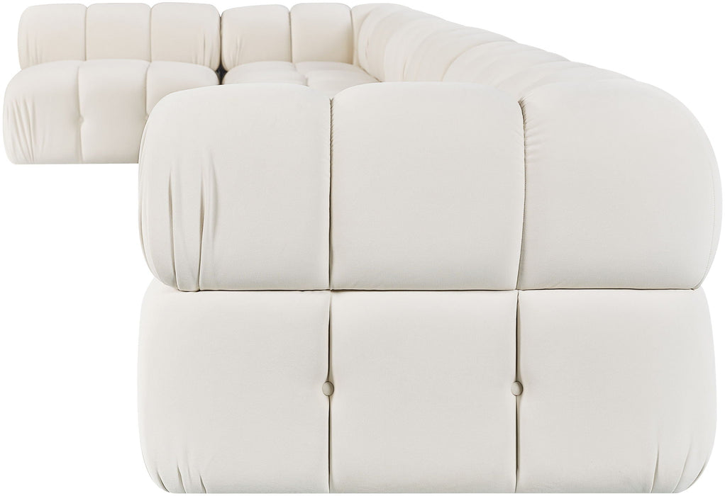 Orin 222" Velvet Performance Fabric Upholstered 7 Pc. Modular Sectional