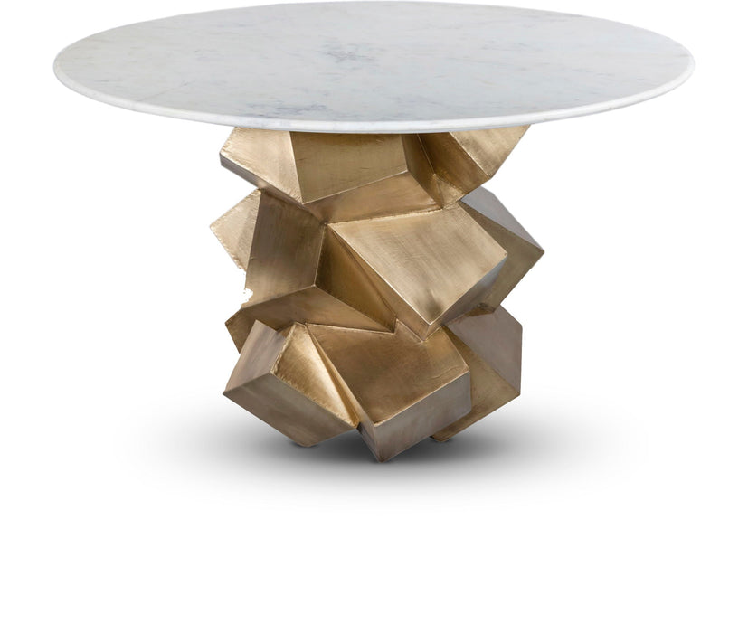 Mesa de comedor con cubierta de mármol genuino con base de latón Walker de 48"