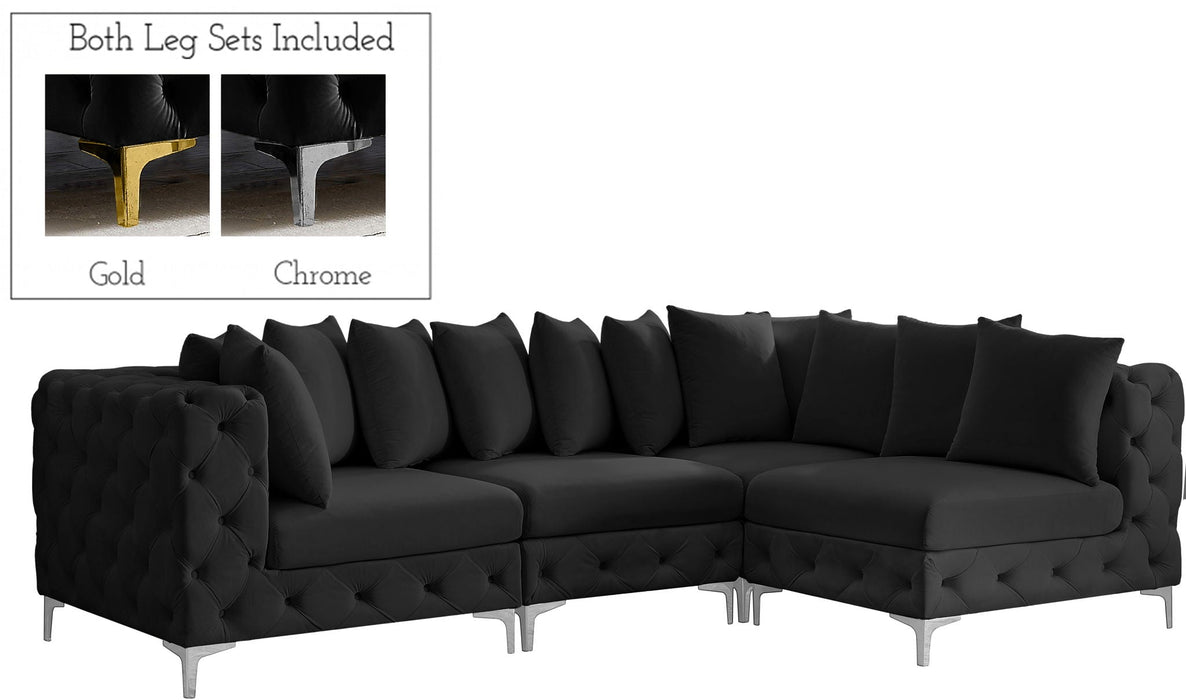 Seccional modular tapizado de terciopelo Tremblay de 109" de 4 piezas
