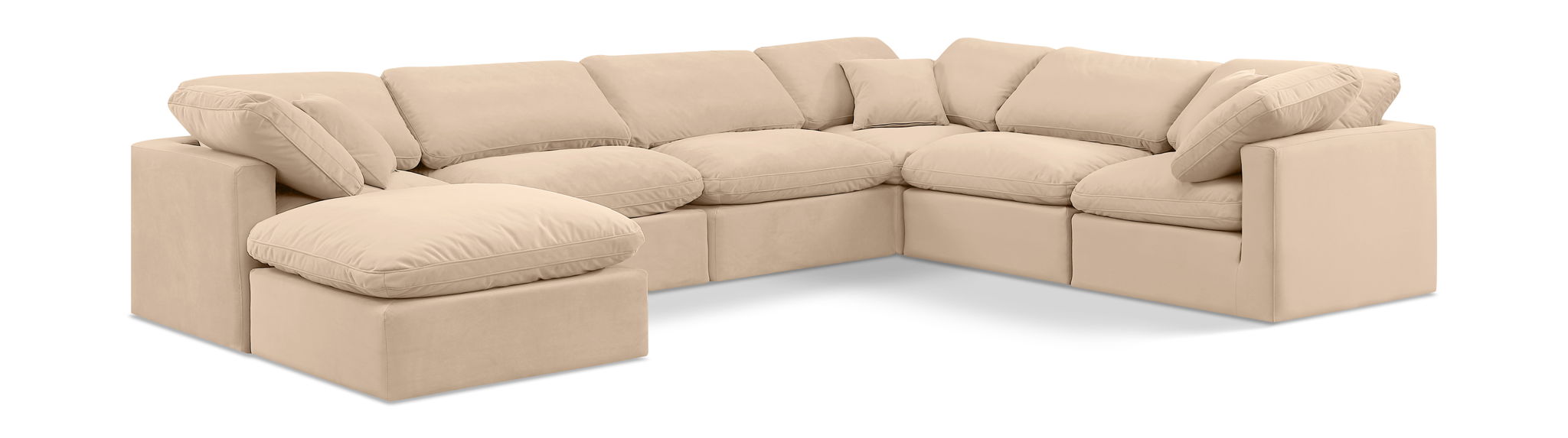 Indulge 140" Velvet Upholstered 7pc. Modular Sectional