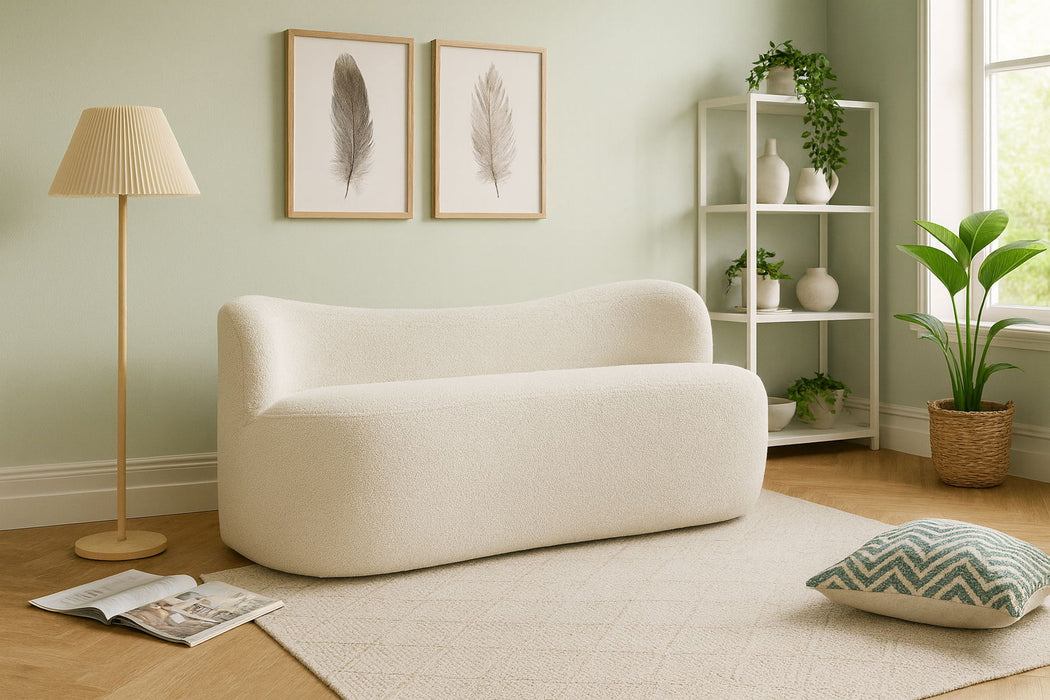 Flair Boucle Fabric Upholstered Bench