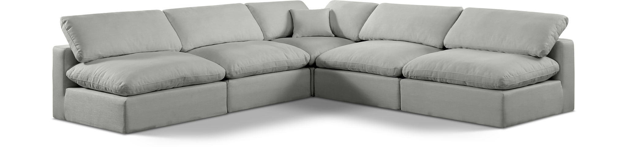 Comfy 118" Linen Textured Fabric Upholstered 5pc. Modular Sectional