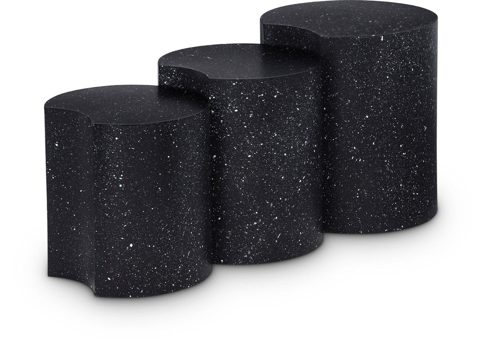 Dimple Terrazzo Pattern Iron Nesting 3pc. Modular End / Side Table
