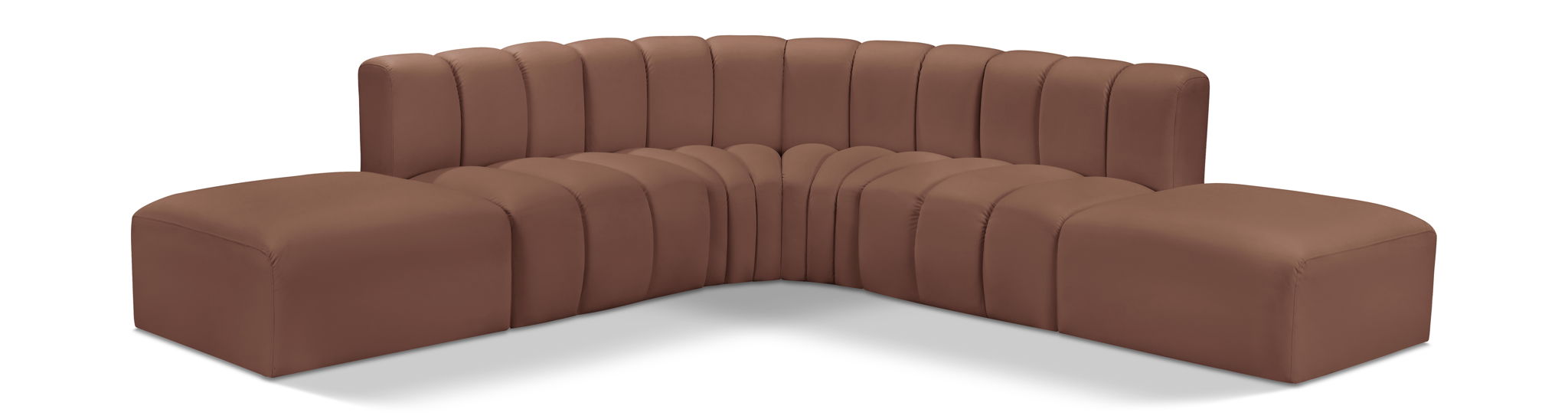 Arc 146" Vegan Leather Upholstered 6pc. Modular Sectional