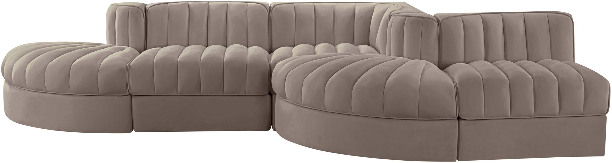 Rummi 112" Velvet Performance Fabric Upholstered 5pc. Modular Sectional