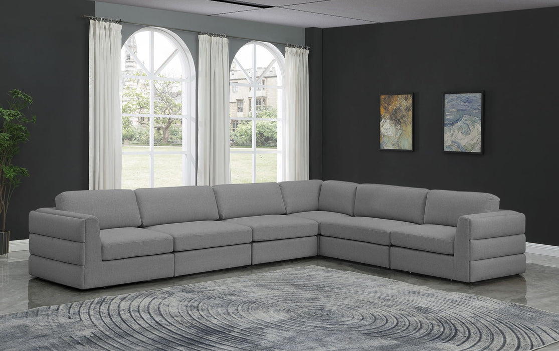 Beckham 152" Linen Textured Fabric Upholstered 6pc. Modular Sectional