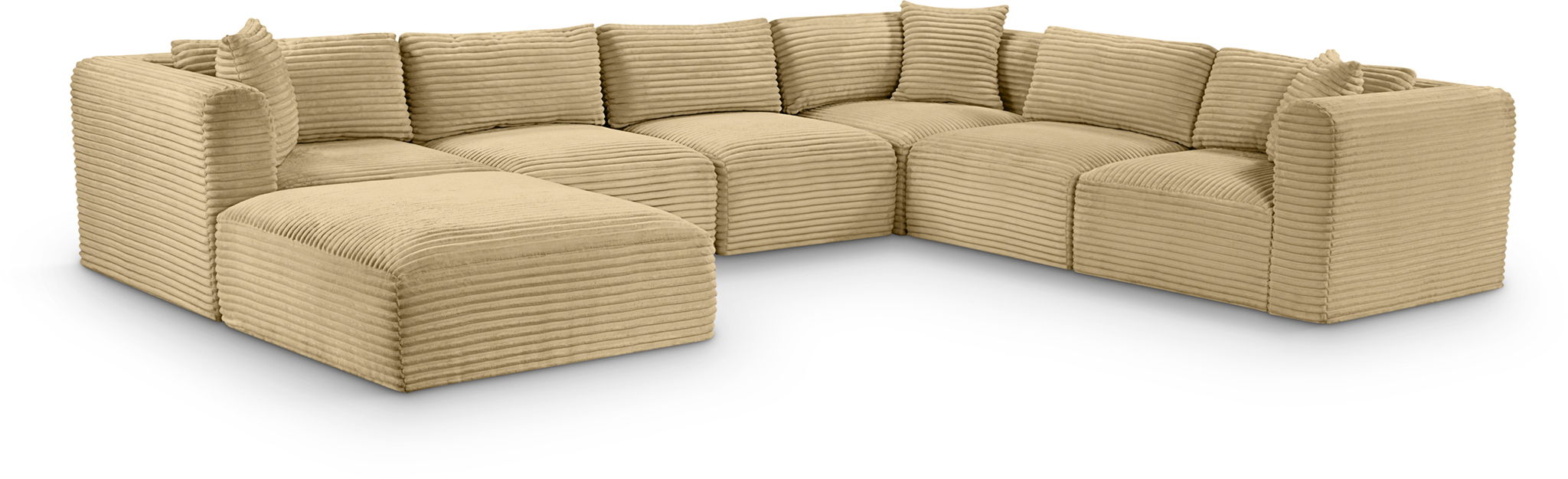 Shaggy 140" Corduroy Performance Fabric Upholstered Modular Sectional
