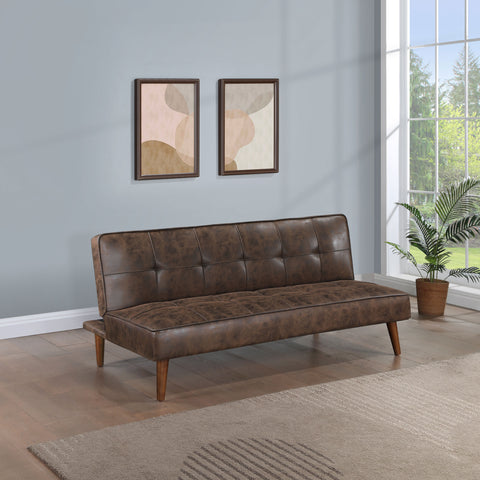 Sofá cama convertible capitoné tapizado Jenson, café oscuro