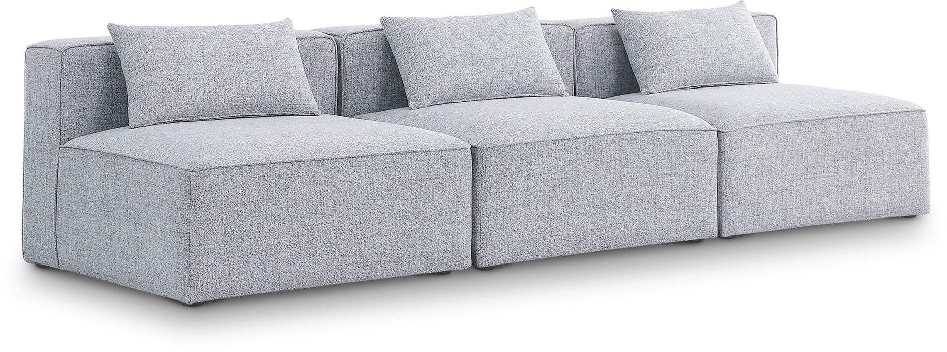 Cube 108" Fabric Upholstered 3pc. Armless Modular Sofa