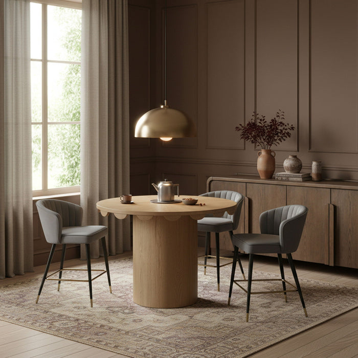 Dahlia 36" Solid Wood And Natural Cane Counter Height Table