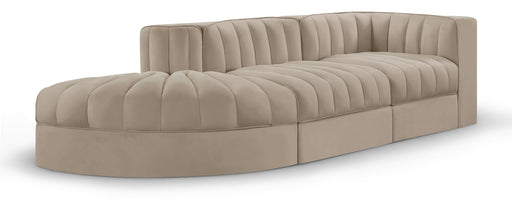 Rummi 112" Velvet Performance Fabric Upholstered 3pc. Modular Sofa
