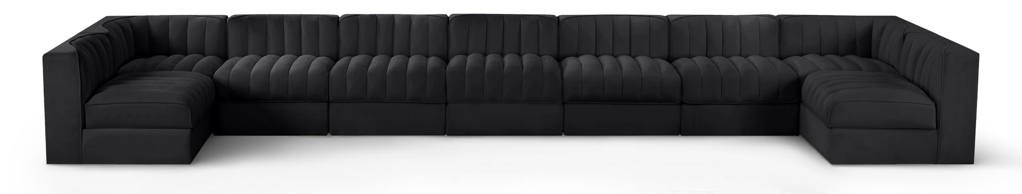 Rummi 213" Velvet Performance Fabric Upholstered 9pc. Modular Sectional