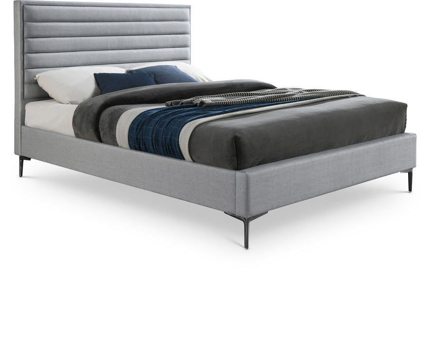 Hunter Linen Textured Fabric Upholstered Bed