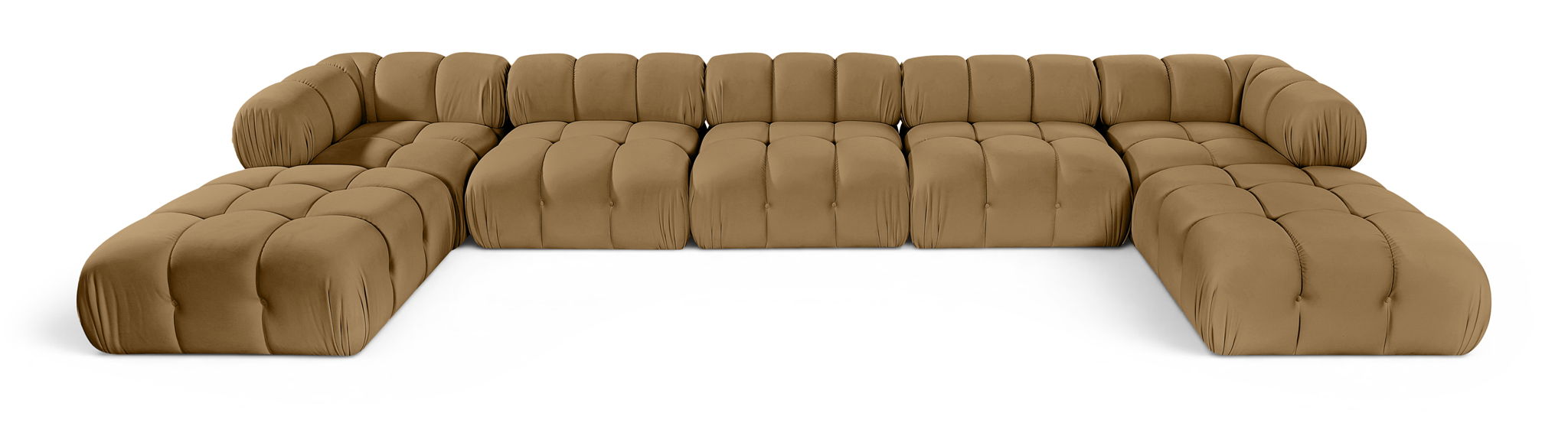 Orin 185" Velvet Performance Fabric Upholstered 7 Pc. Modular Sectional