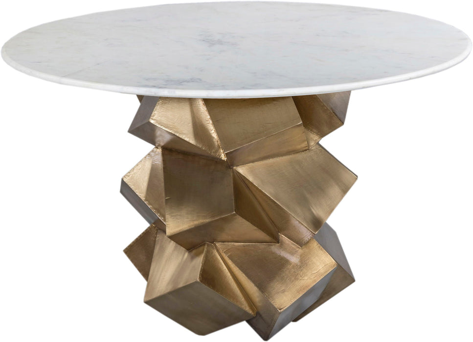Mesa de comedor con cubierta de mármol genuino con base de latón Walker de 48"