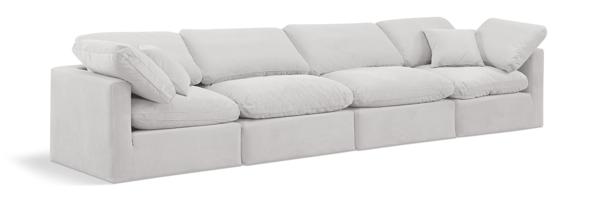 Sofá modular tapizado de terciopelo Indulge de 140" de 4 piezas