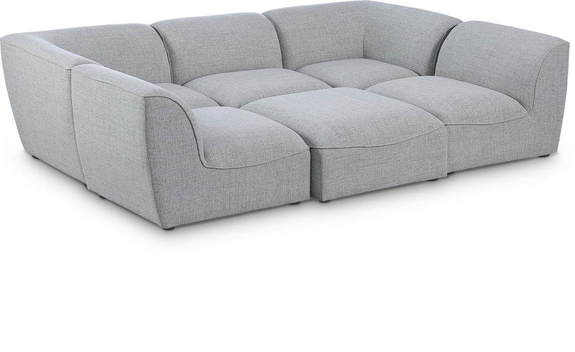 Miramar 109" Linen Textured Fabric Upholstered 6pc. Modular Sectional