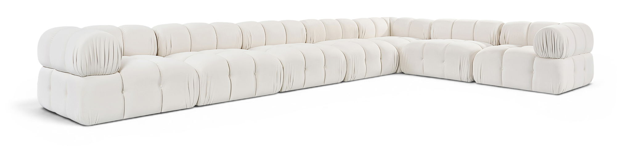 Seccional modular tapizado de terciopelo de alto rendimiento Orin de 185" de 7 piezas
