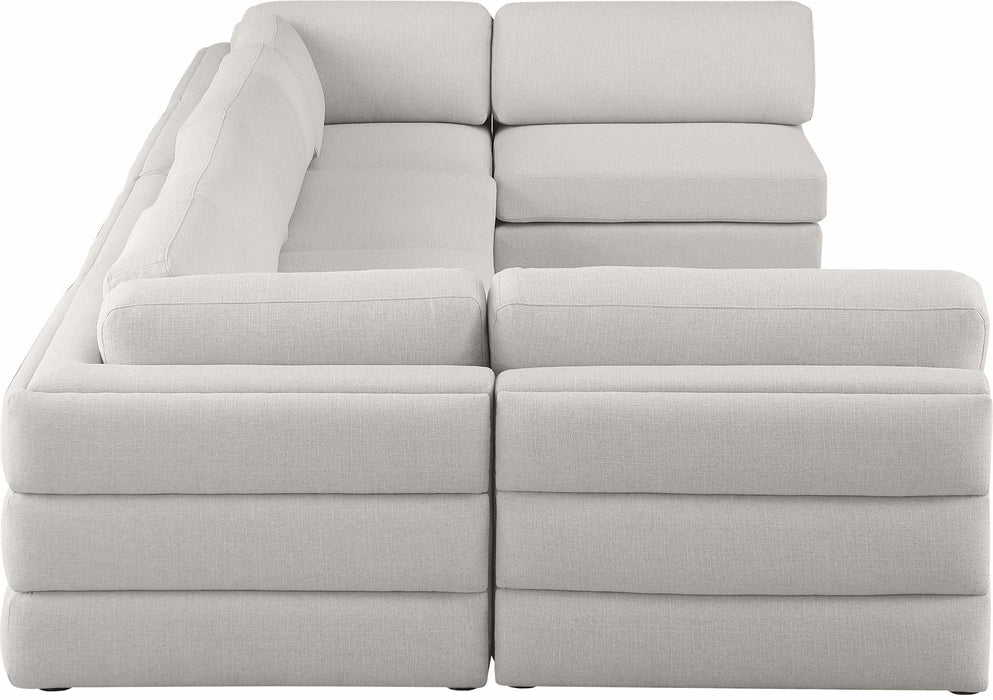 Beckham 152" Linen Textured Fabric Upholstered 6pc. Modular Sectional