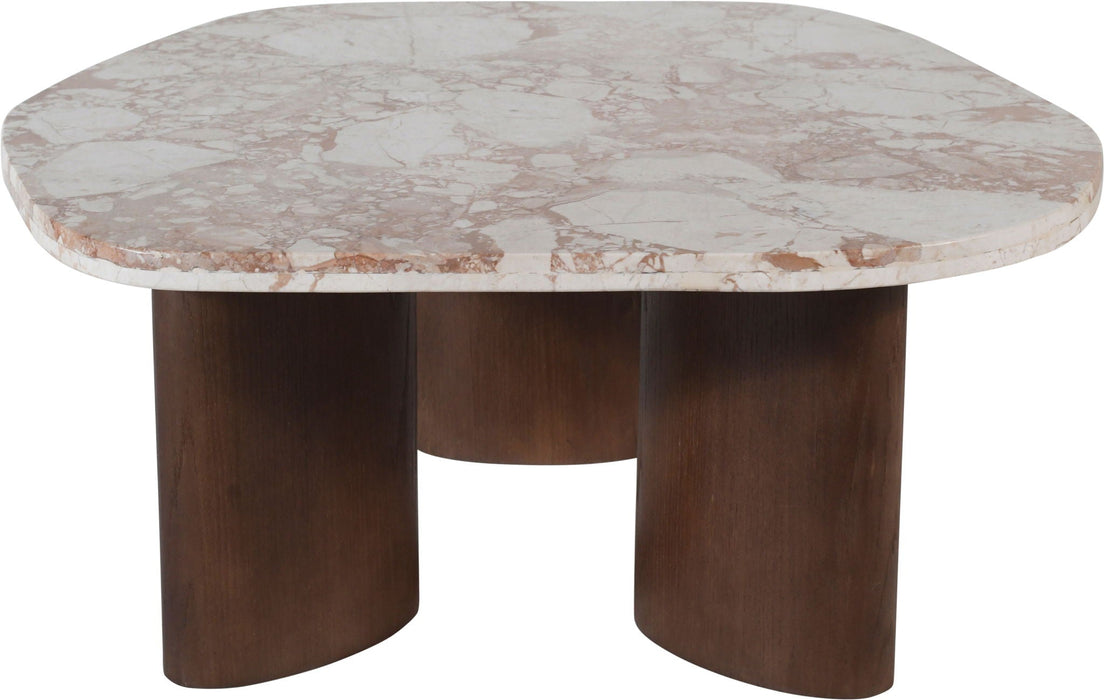 Puglia Genuine Marble Top And Oak Wood Base End Table