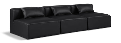 Cube 108" Vegan Leather Upholstered 3pc. Armless Modular Sofa
