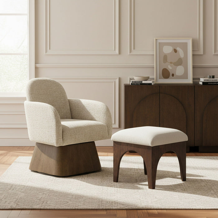Marlowe Linen Textured Fabric Upholstered Swivel Chair