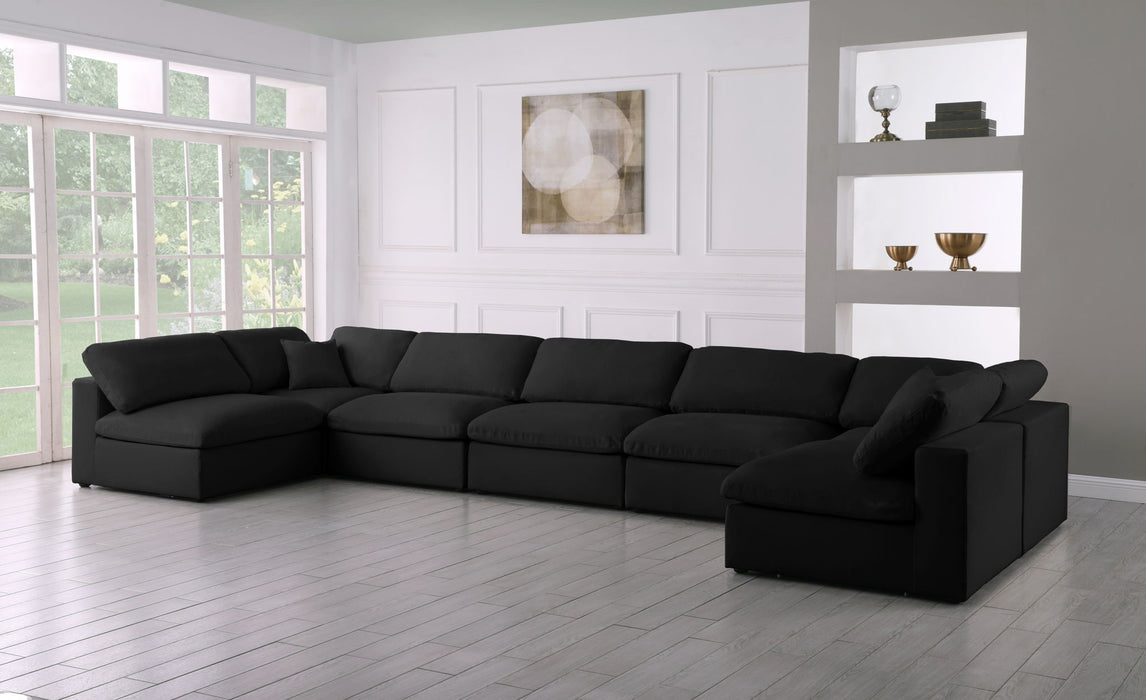 Serene 158" Linen Textured Fabric Upholstered Deluxe Comfort 7pc. Modular Sectional