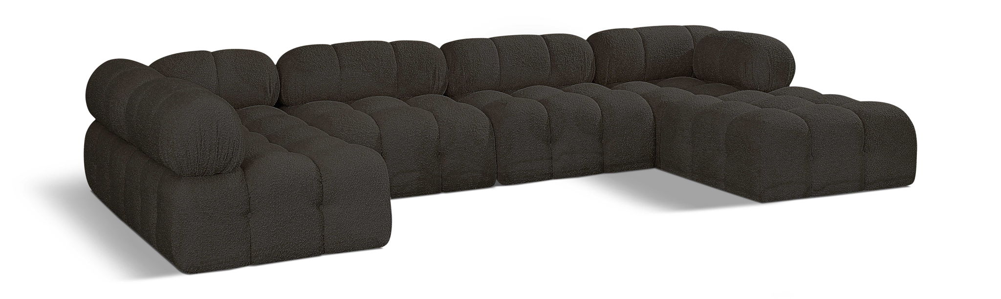 Ames 136" Boucle Fabric Upholstered 6pc. Modular Sectional