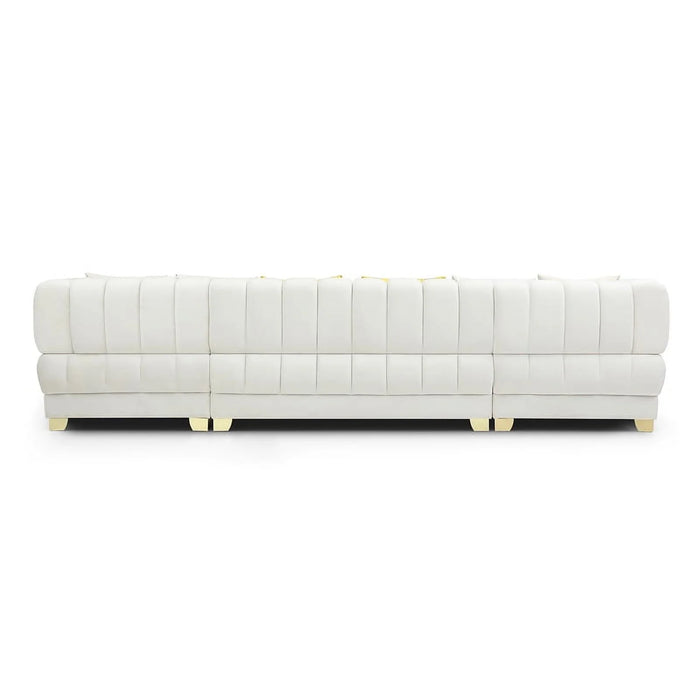 Marigold U-Shaped Velvet Sectional Sofa in Cream