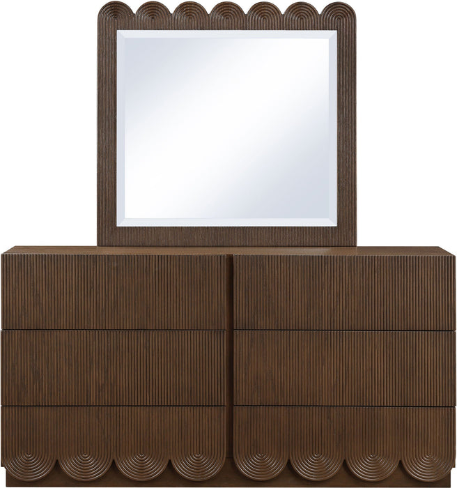 Scallop 36" W X 38" H Oak Veneer Mirror
