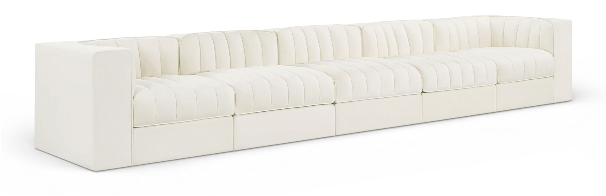 Rummi 155" Velvet Performance Fabric Upholstered 5pc. Modular Sofa