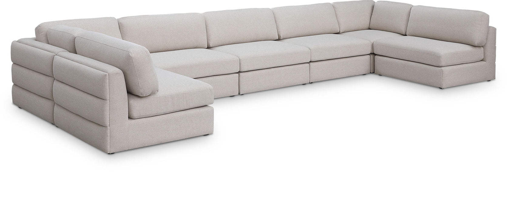 Beckham 190" Linen Textured Fabric Upholstered 7pc. Modular Sectional
