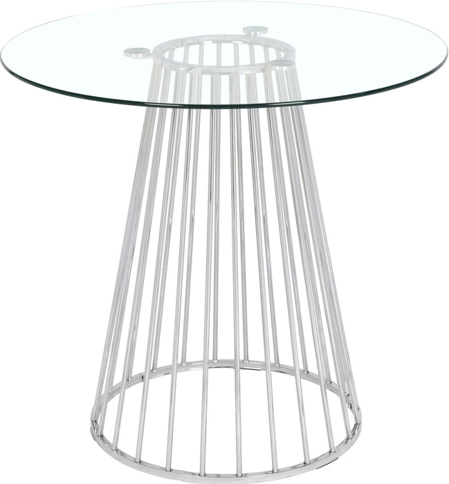 Mesa altura mostrador con cubierta de vidrio con base de metal Gio