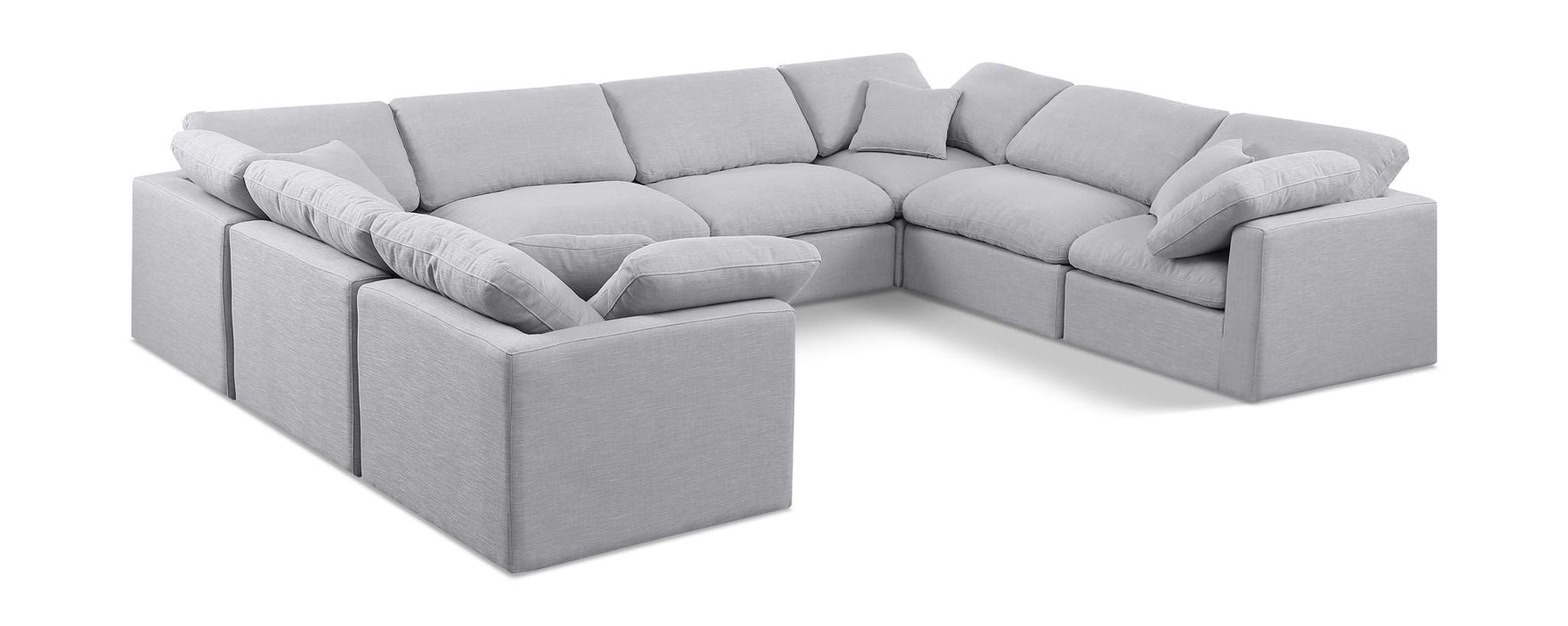 Indulge 140" Linen Textured Fabric Upholstered 8pc. Modular Sectional