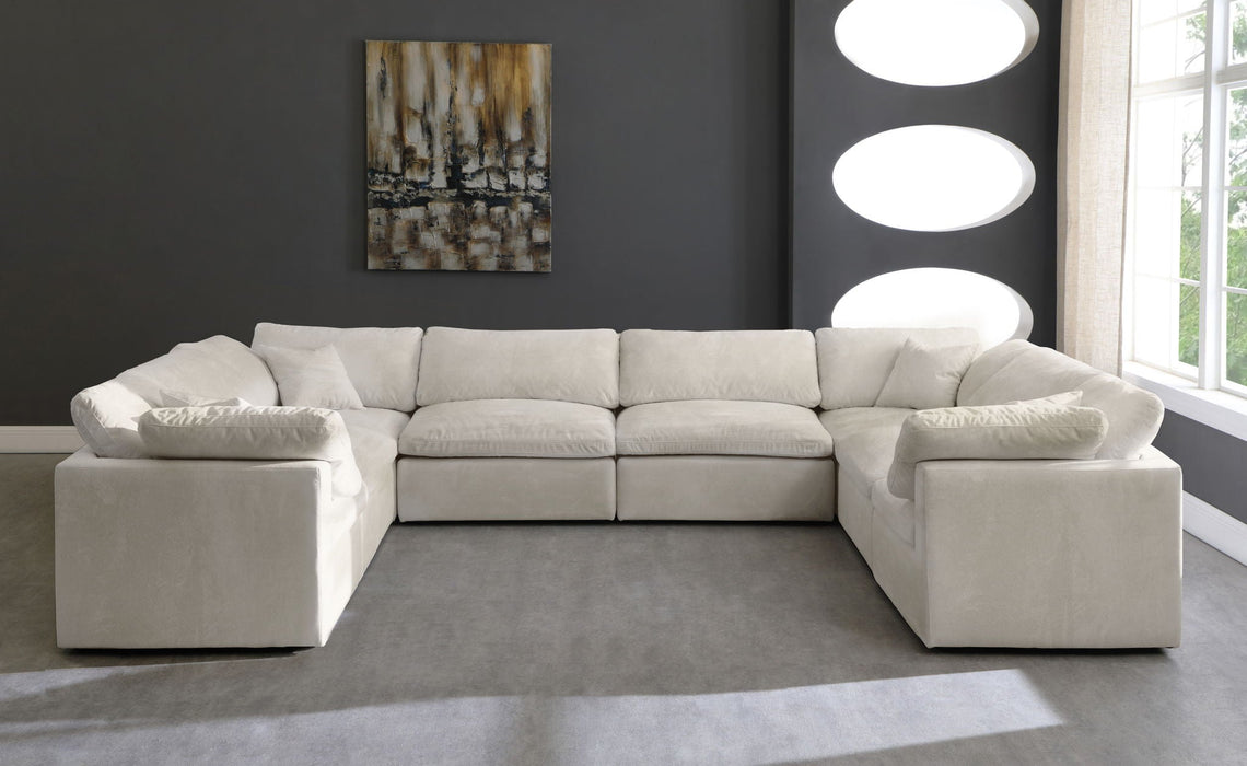 Cozy 158" Velvet Upholstered Overstuffed Fiber Filled Comfort Comfort 8pc. Modular Sectional