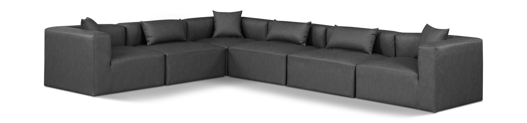 Cube 144" Vegan Leather Upholstered 6pc. Modular Sectional